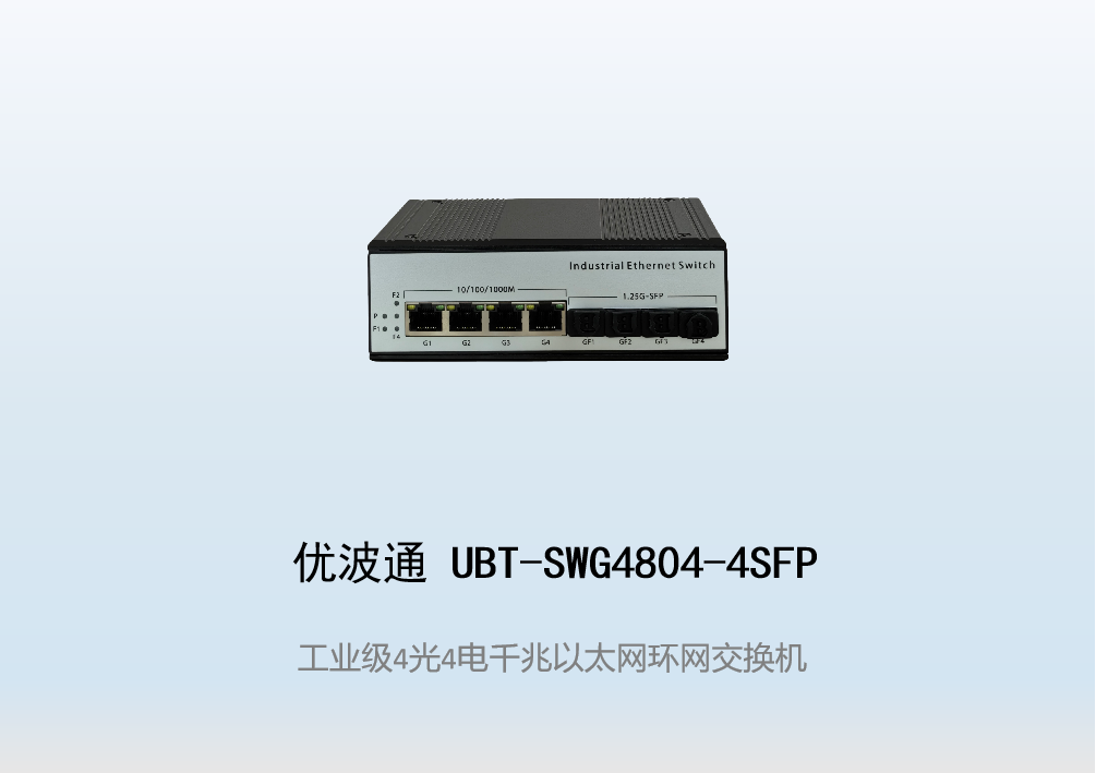 优波通UBT-SWG4804-4SFP  4光4电工业级以太网环网交换机